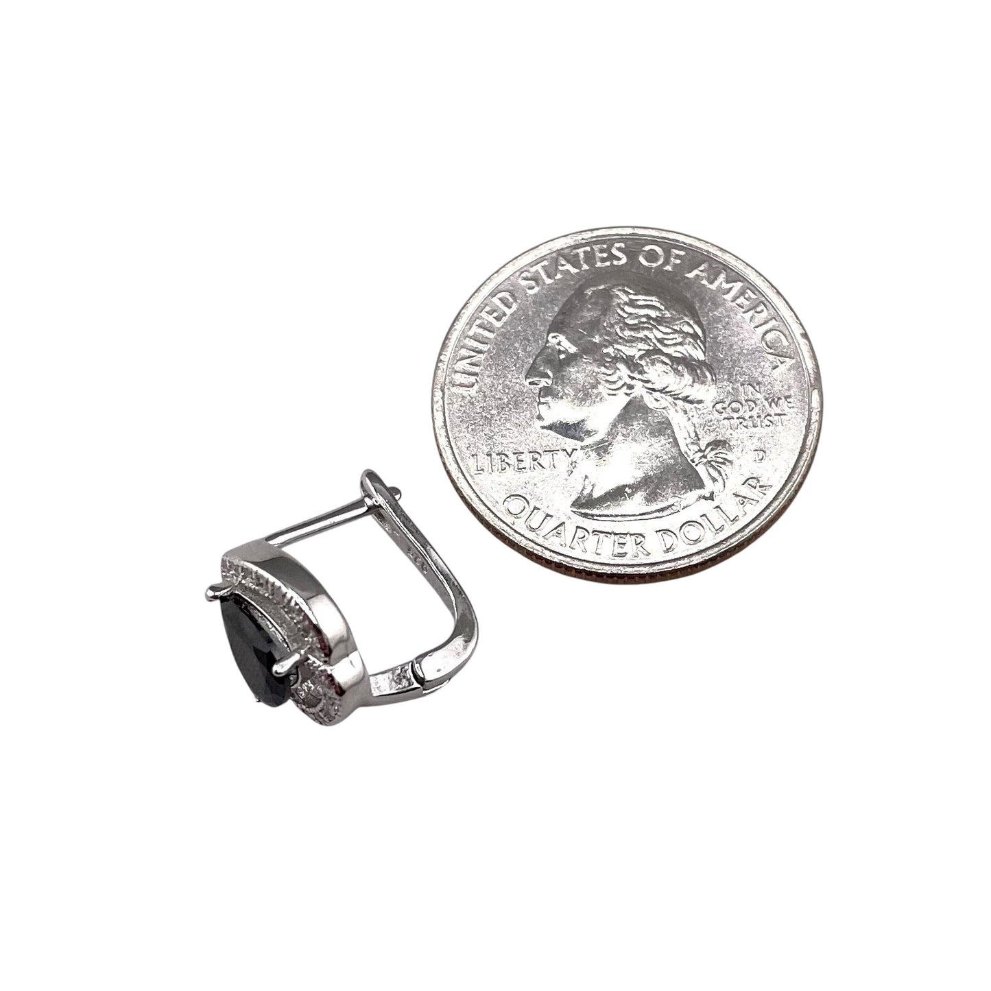 CZ Pear Clip Earrings Sterling Silver