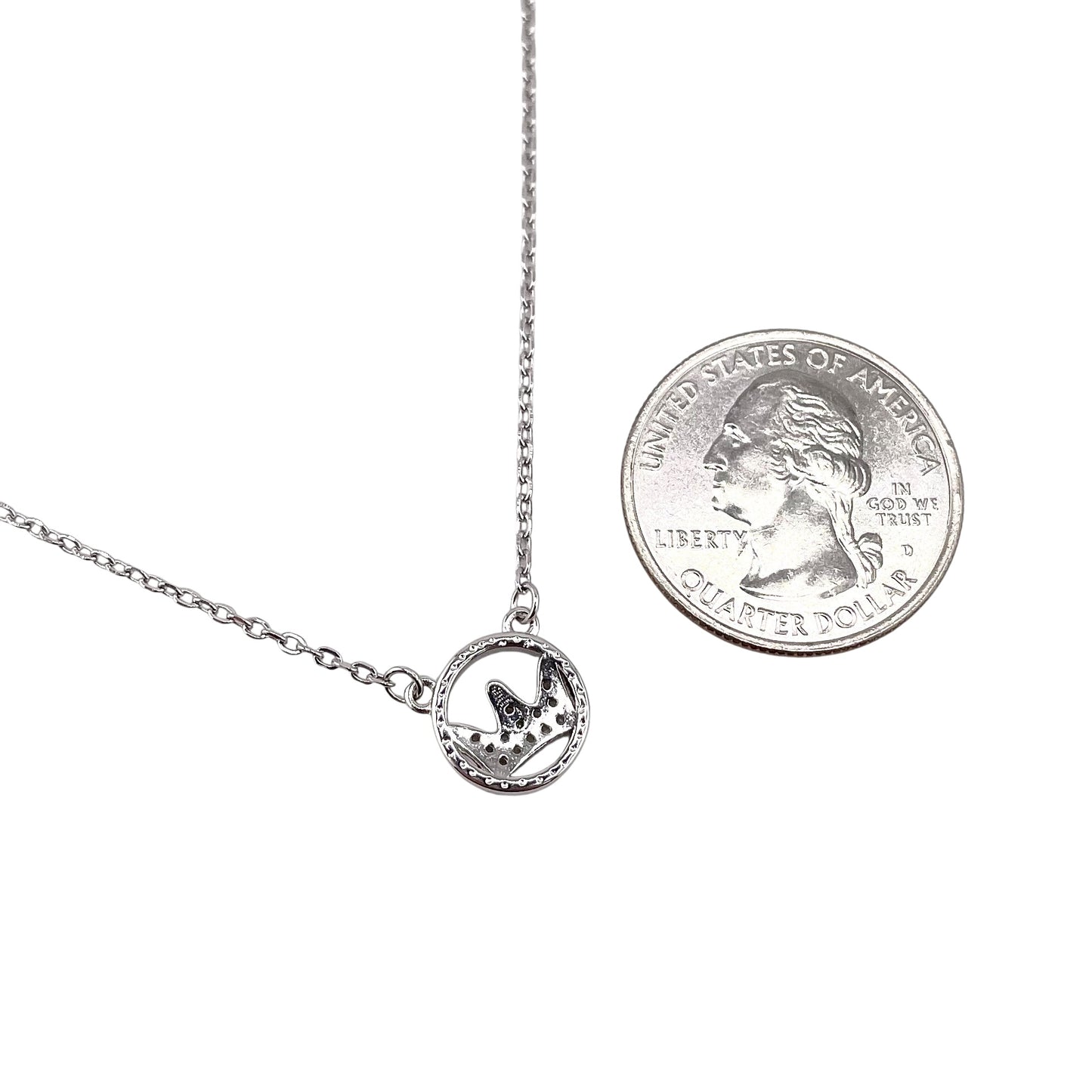 CZ Crown Chain Necklace Sterling Silver