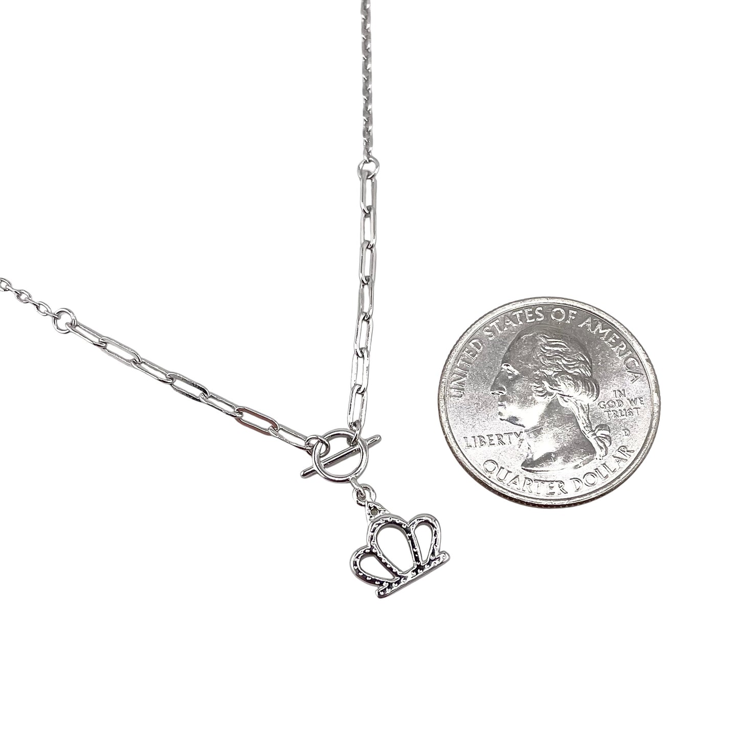 CZ Crown Chain Necklace Sterling Silver