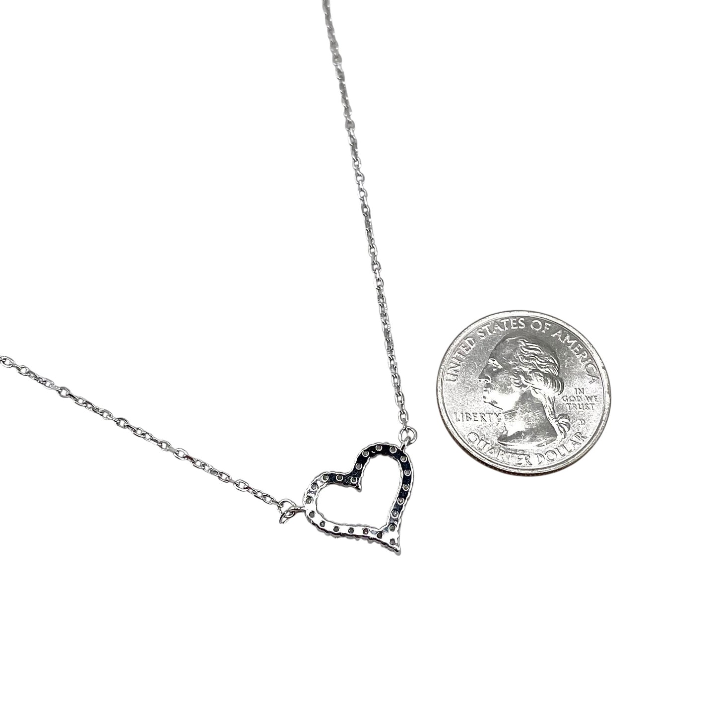 CZ Heart Chain Necklace Sterling Silver
