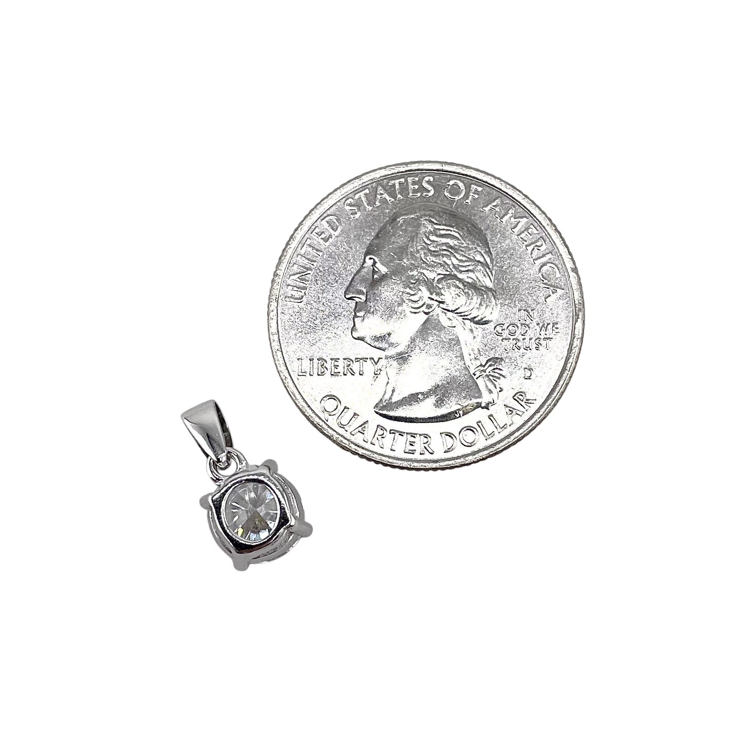 CZ Round Pendant Sterling Silver
