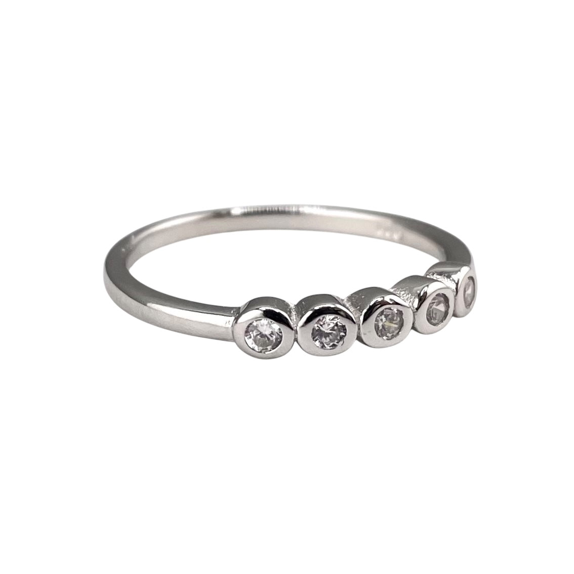 CZ Round Row Ring Sterling Silver