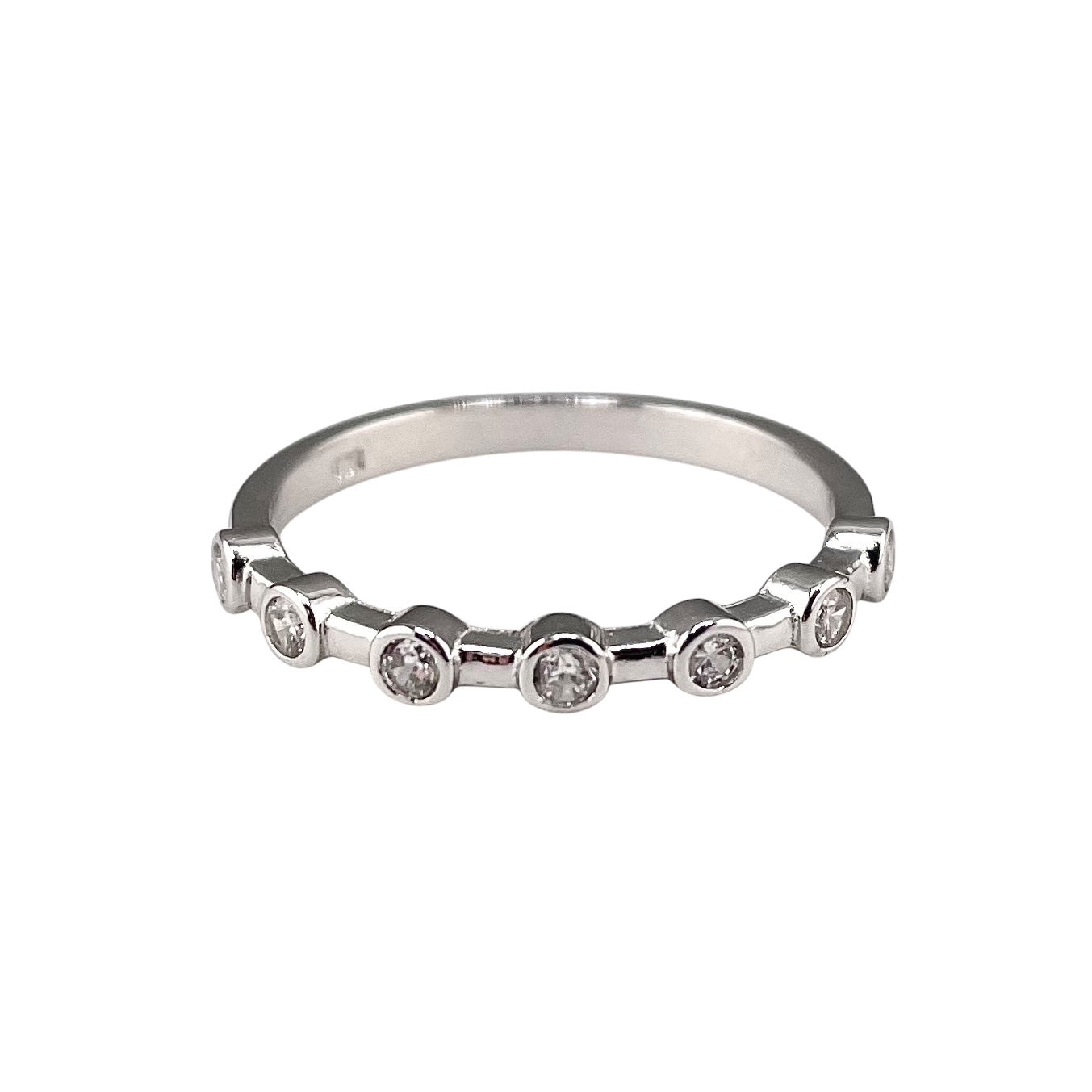 CZ Round Row Ring Sterling Silver