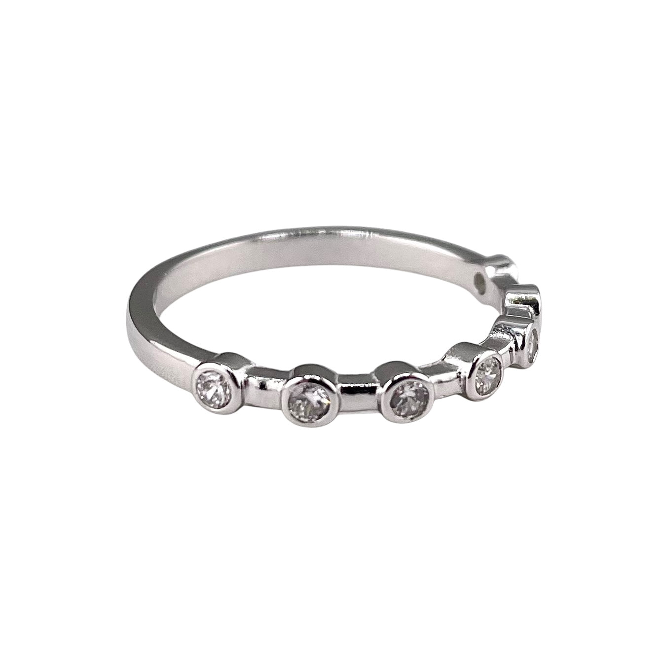 CZ Round Row Ring Sterling Silver