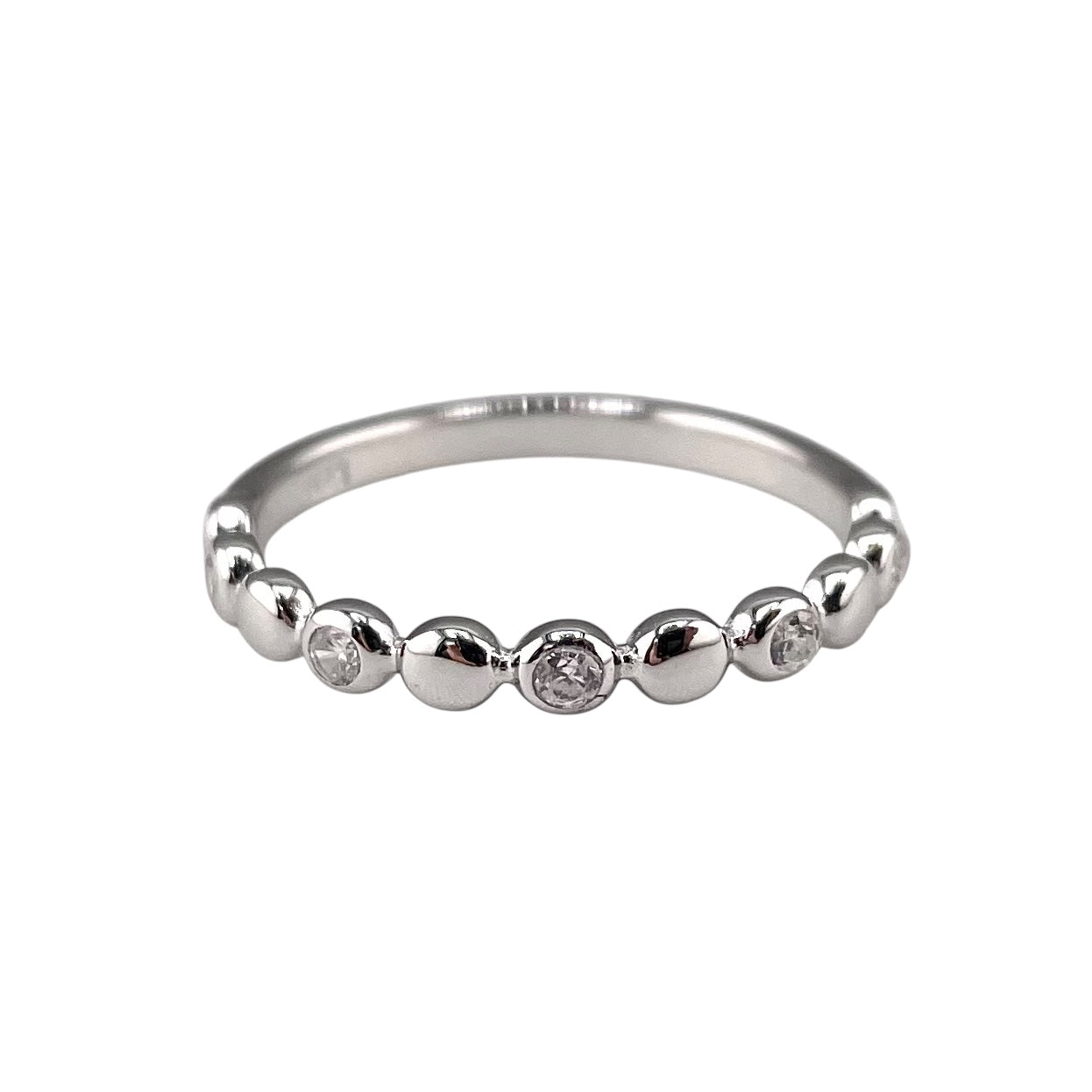 CZ Round Row Ring Sterling Silver