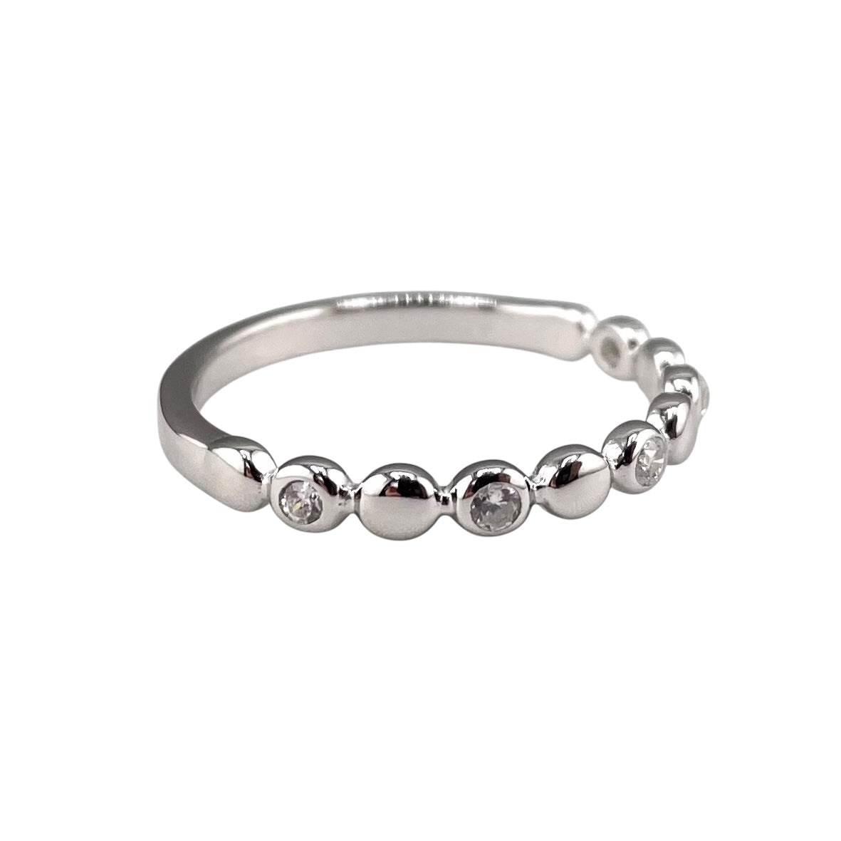CZ Round Row Ring Sterling Silver