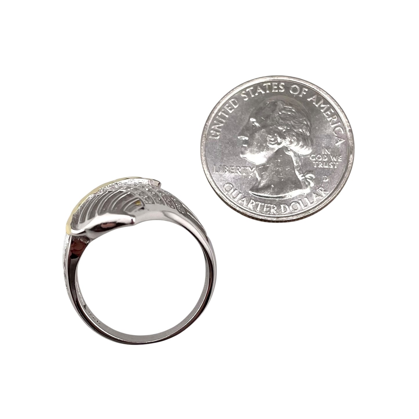 Two Tone CZ Ring Sterling Silver & Gold Plate