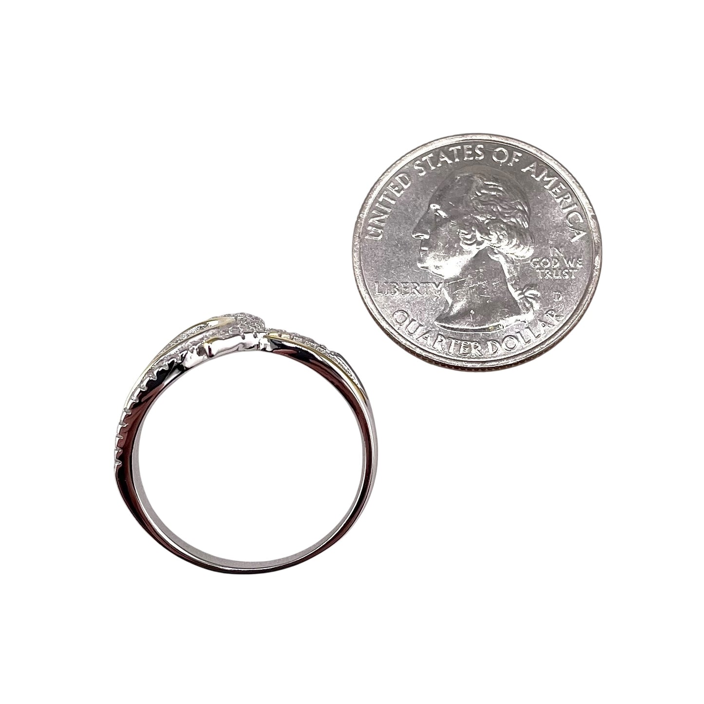 Two Tone CZ Ring Sterling Silver & Gold Plate