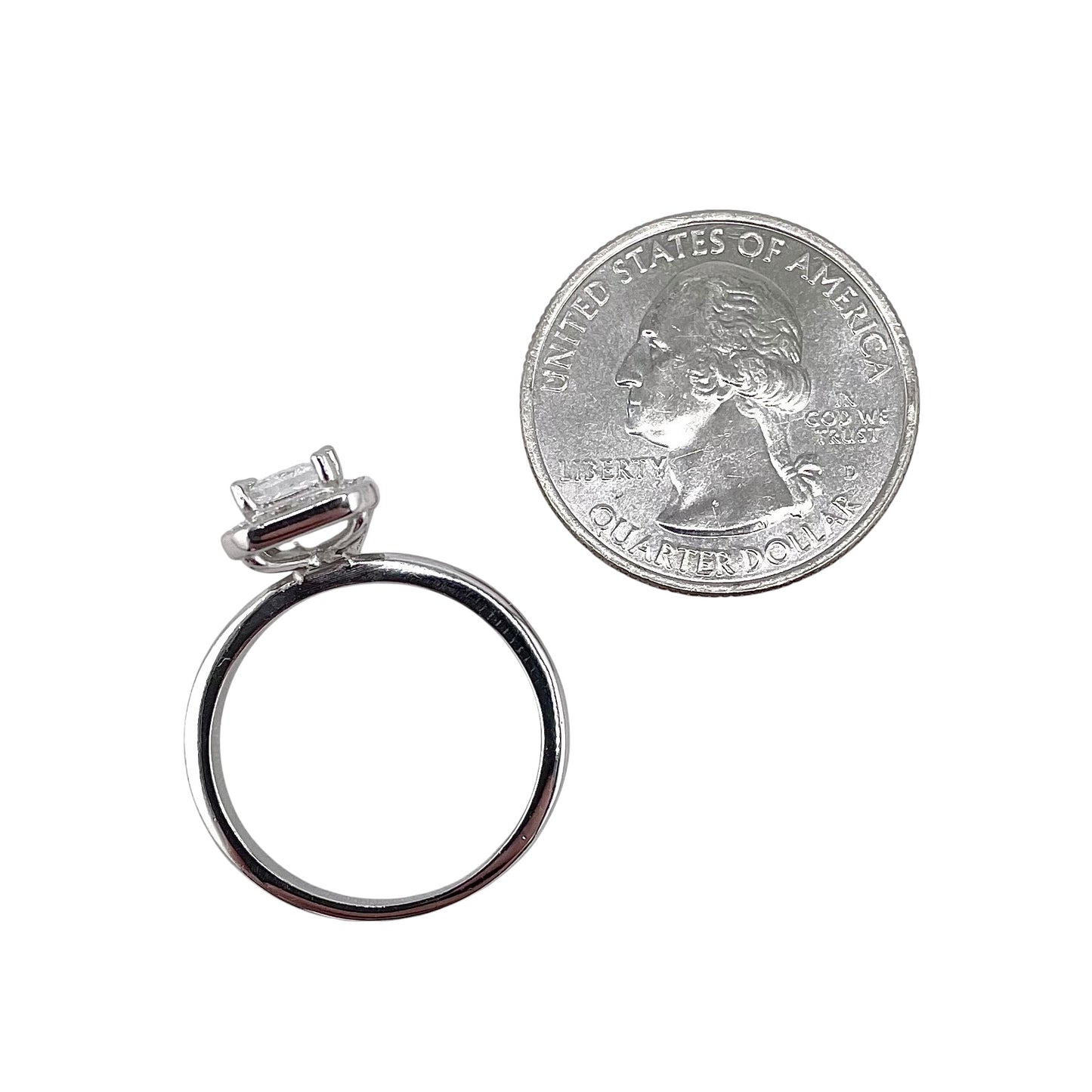 CZ Rectangle Border Ring Sterling Silver