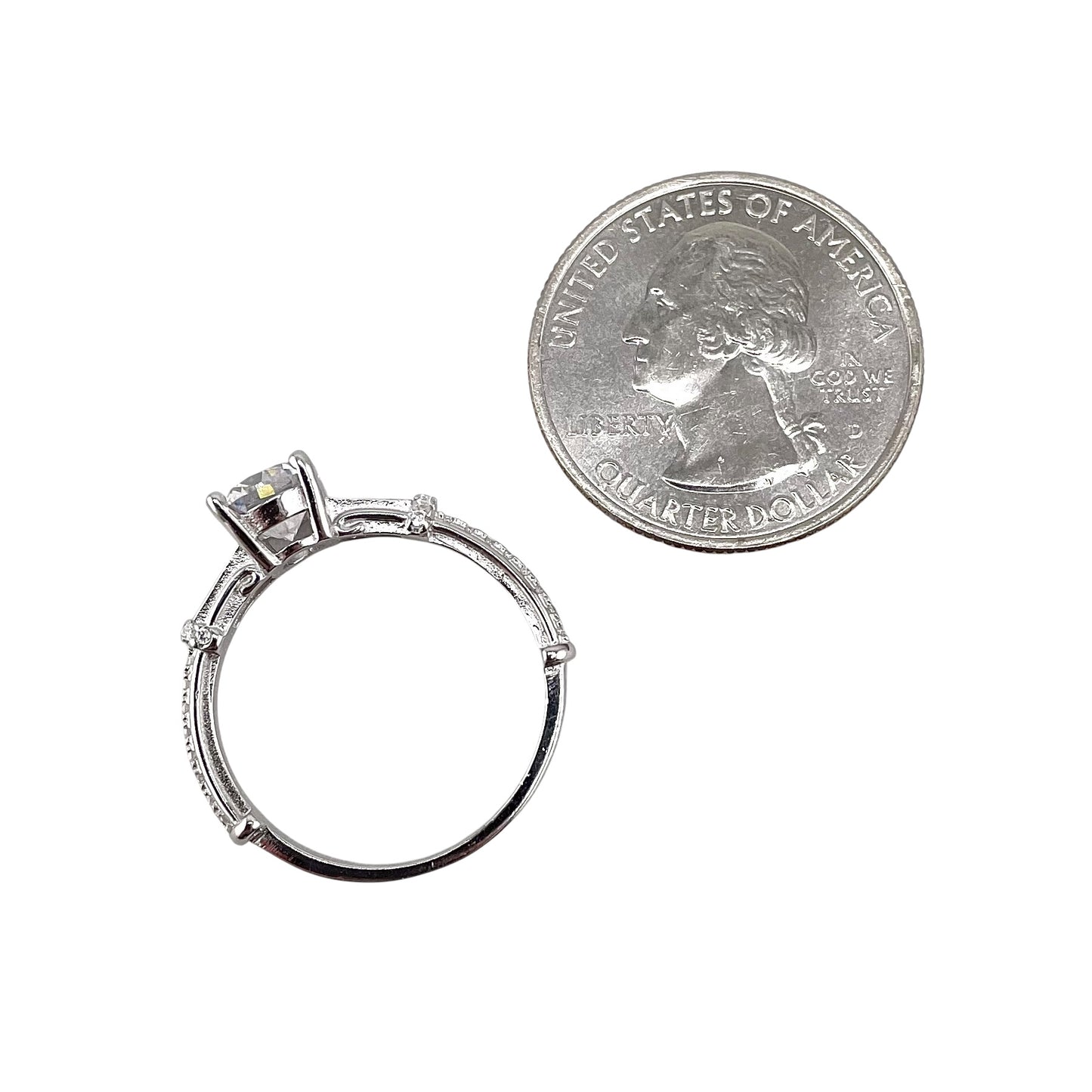 CZ Round Stone Ring Sterling Silver