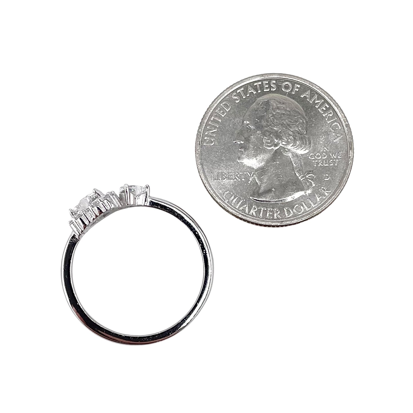 CZ Double Heart Ring Sterling Silver