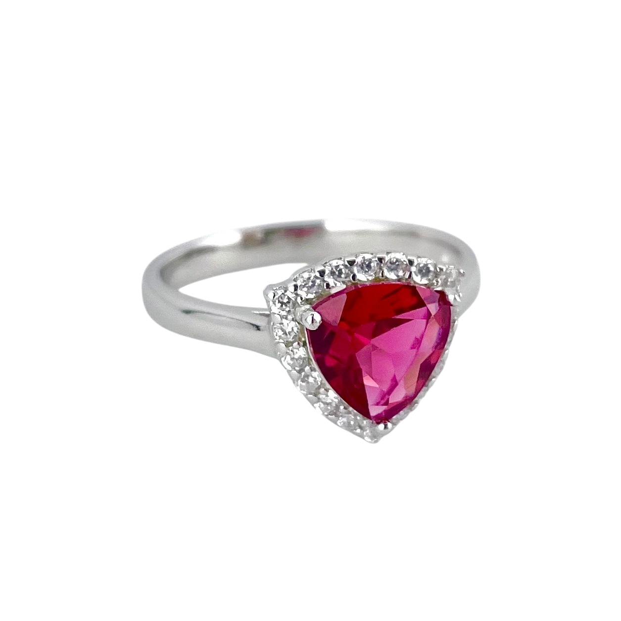 CZ Stone Triangle Ring Sterling Silver