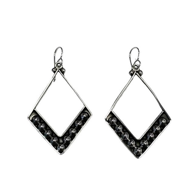Sterling Silver Dotted Bead Dangle Earrings
