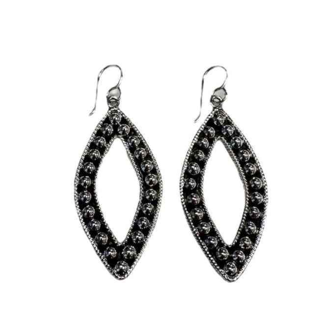Sterling Silver Dotted Bead Dangle Earrings