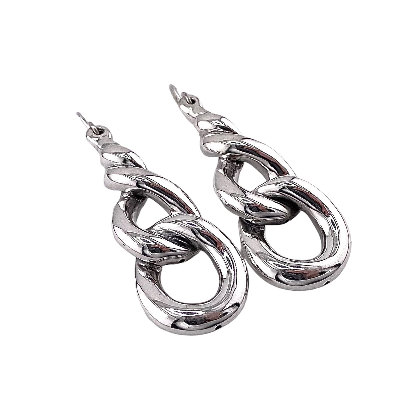 Intertwined Loop Dangle Earrings Sterling Silver