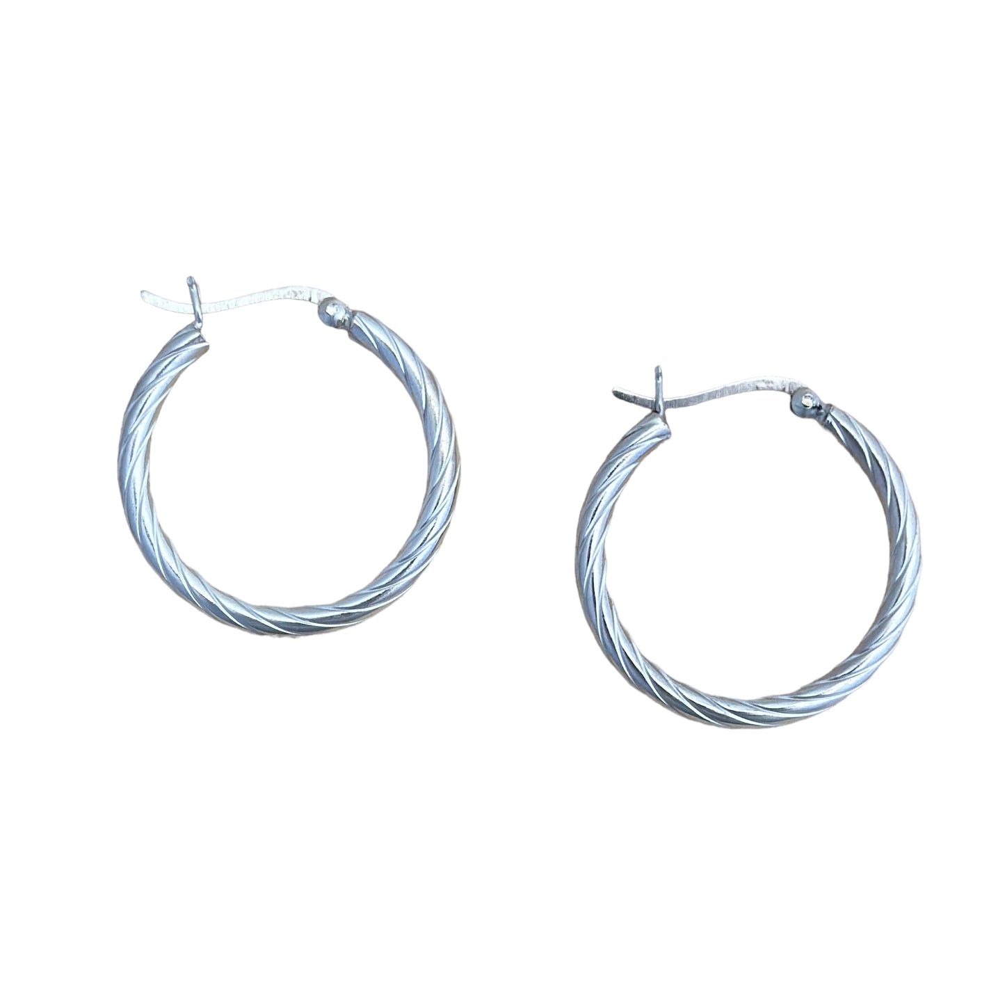 Twist Hoop Post Earrings Sterling Silver