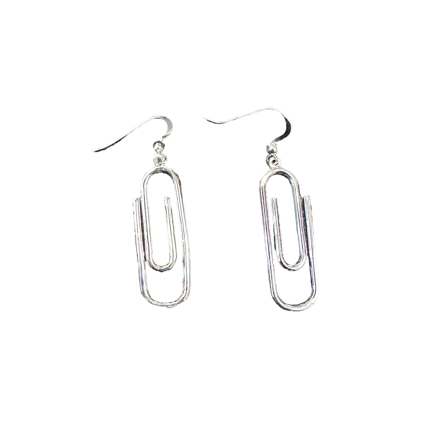 Paper Clip Dangle Earrings Sterling Silver