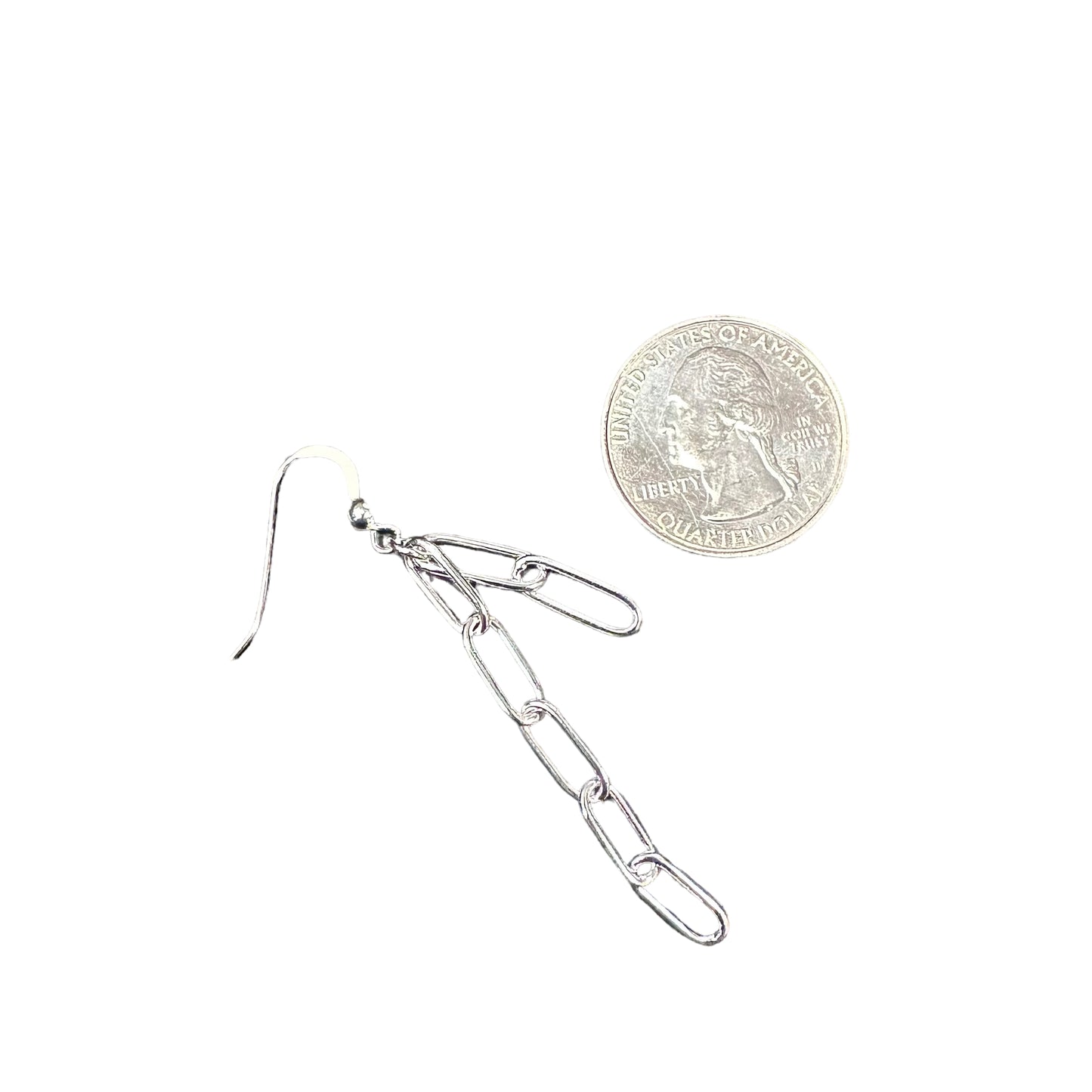 Paper Clip 2 Strand Dangle Earrings Sterling Silver