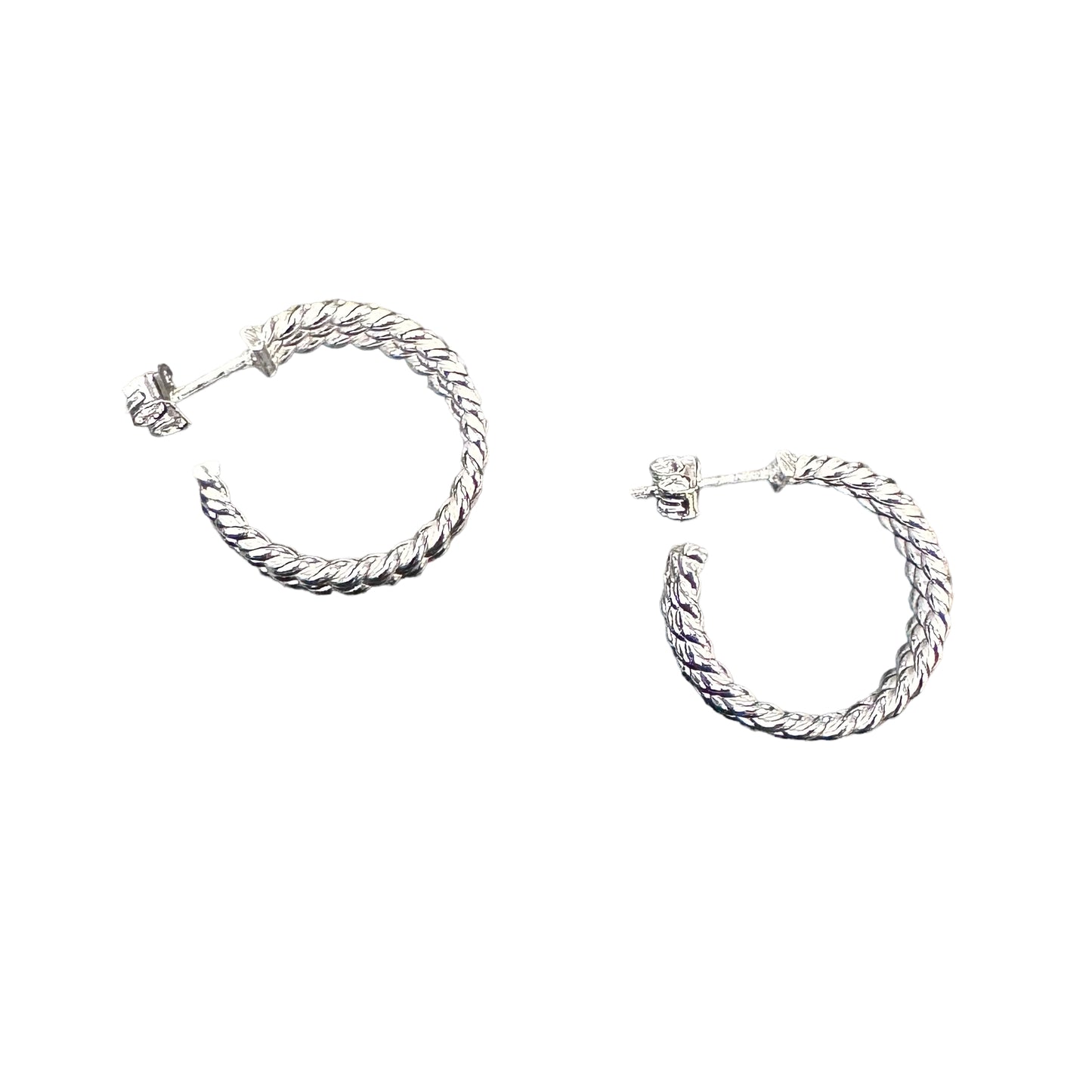 3-Row Rope Twist Hoop Earrings Sterling Silver