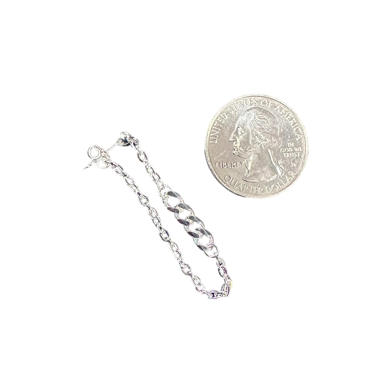 Chain Loop Stud Earrings Sterling Silver