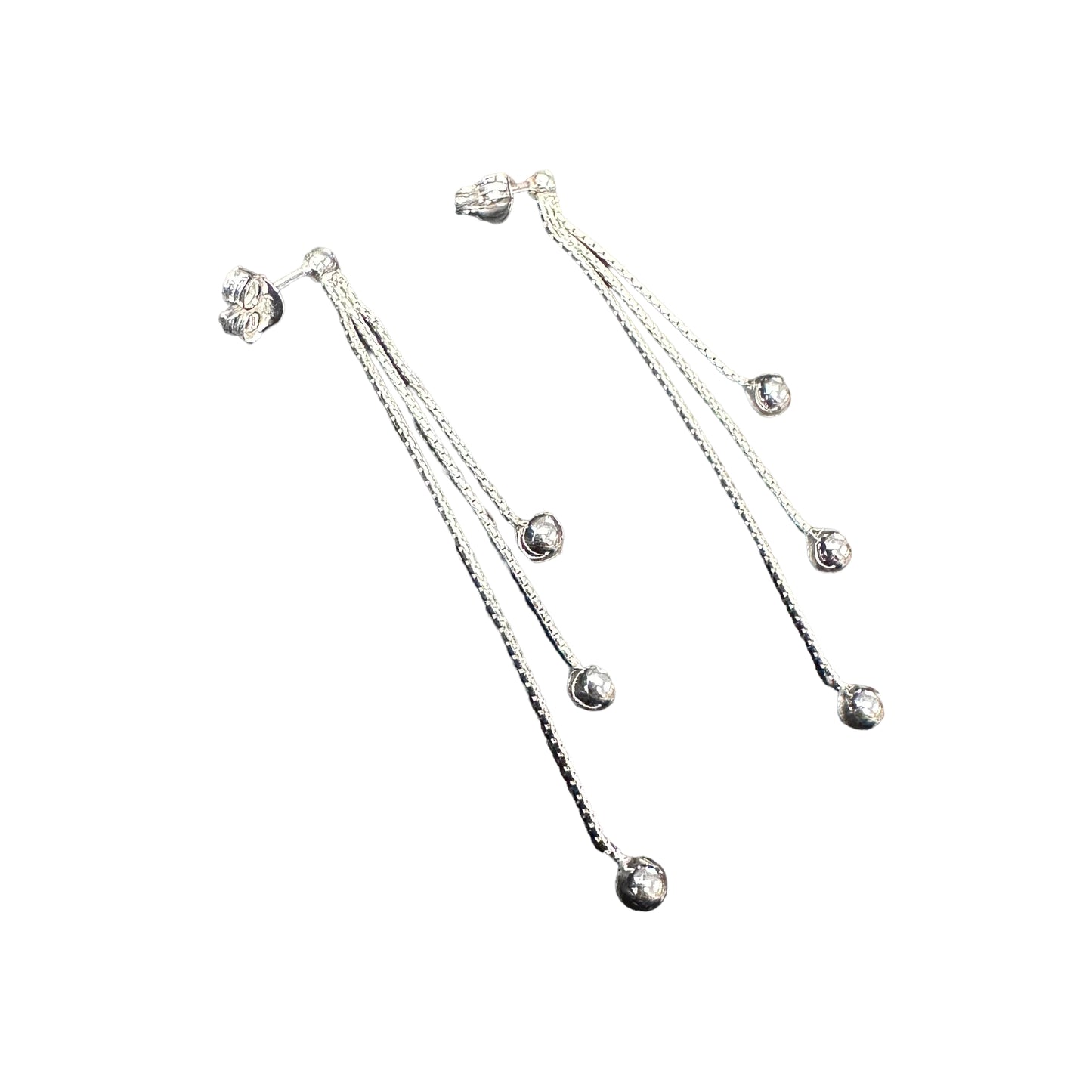 3-Strand Box Chain & Ball Post Earrings Sterling Silver