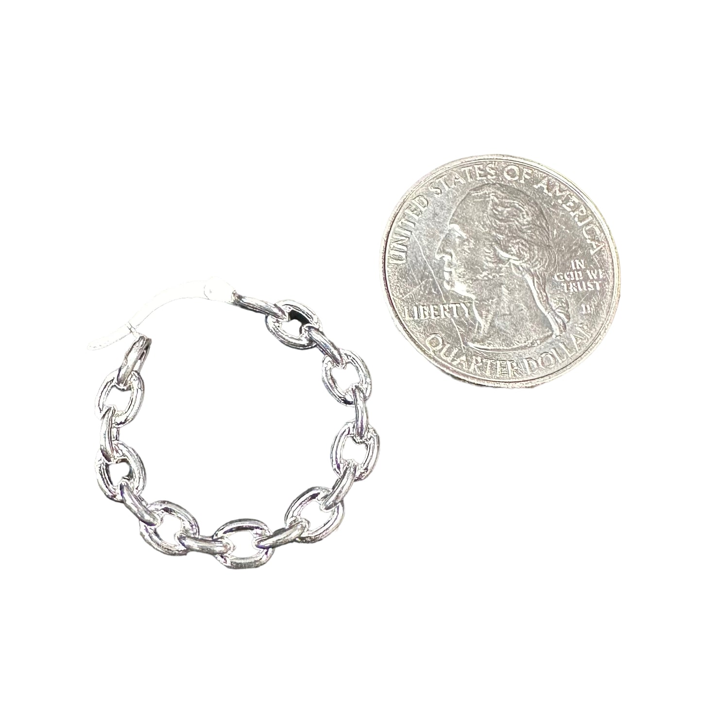 Chain Link Hinged Hoop Earrings Sterling Silver