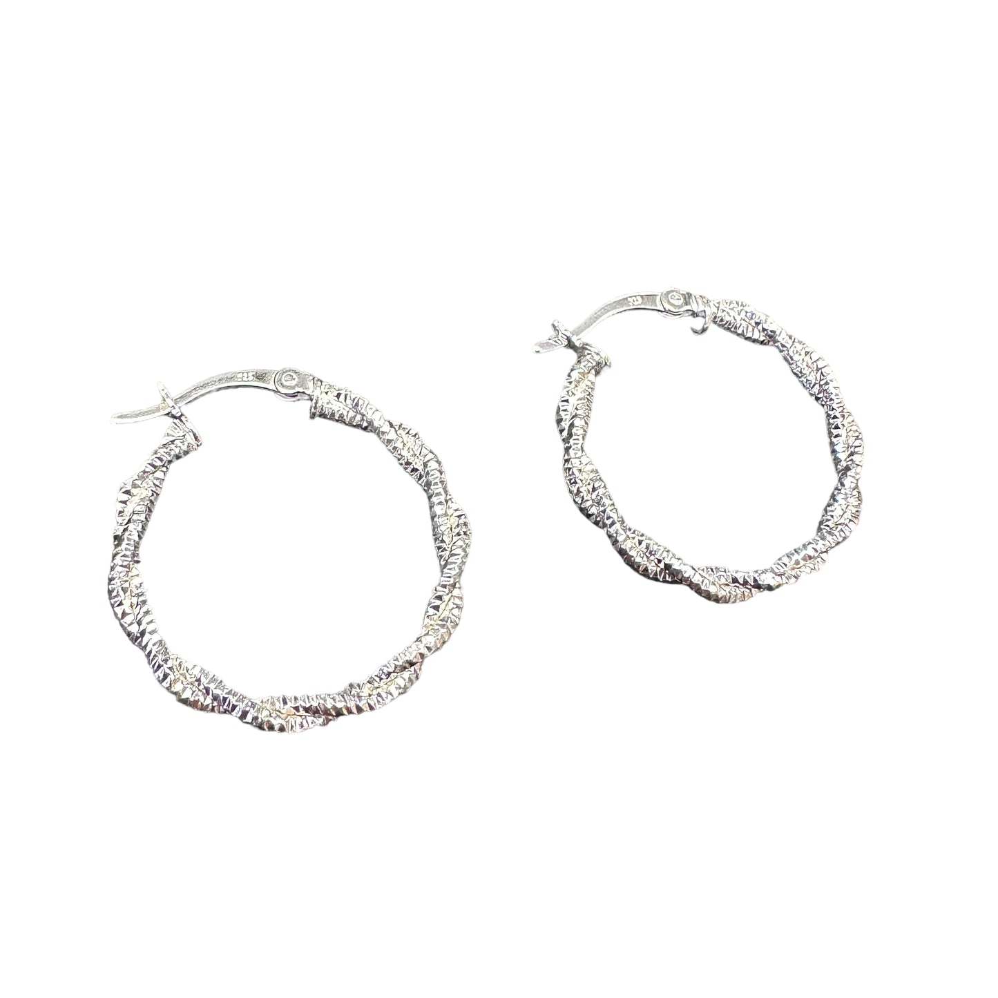 Fancy Rope Twist Hinged Hoop Earrings Sterling Silver