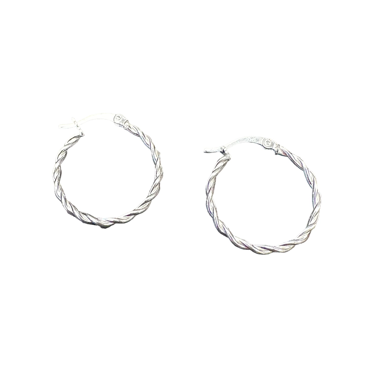 Braided Rope Hinged Hoop Earrings Sterling Silver