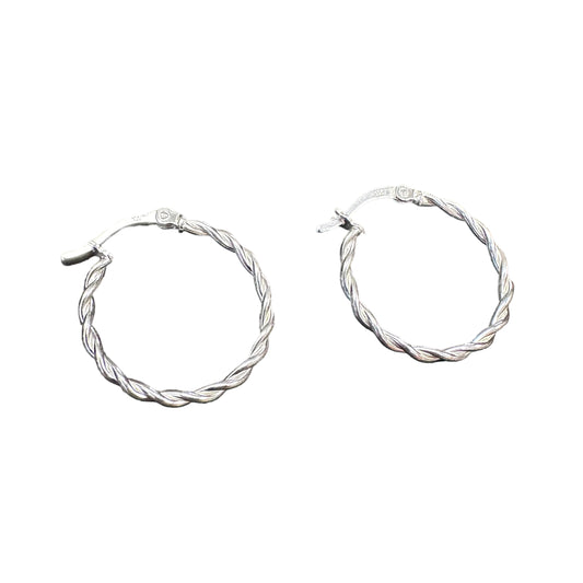 Braided Rope Hinged Hoop Earrings Sterling Silver
