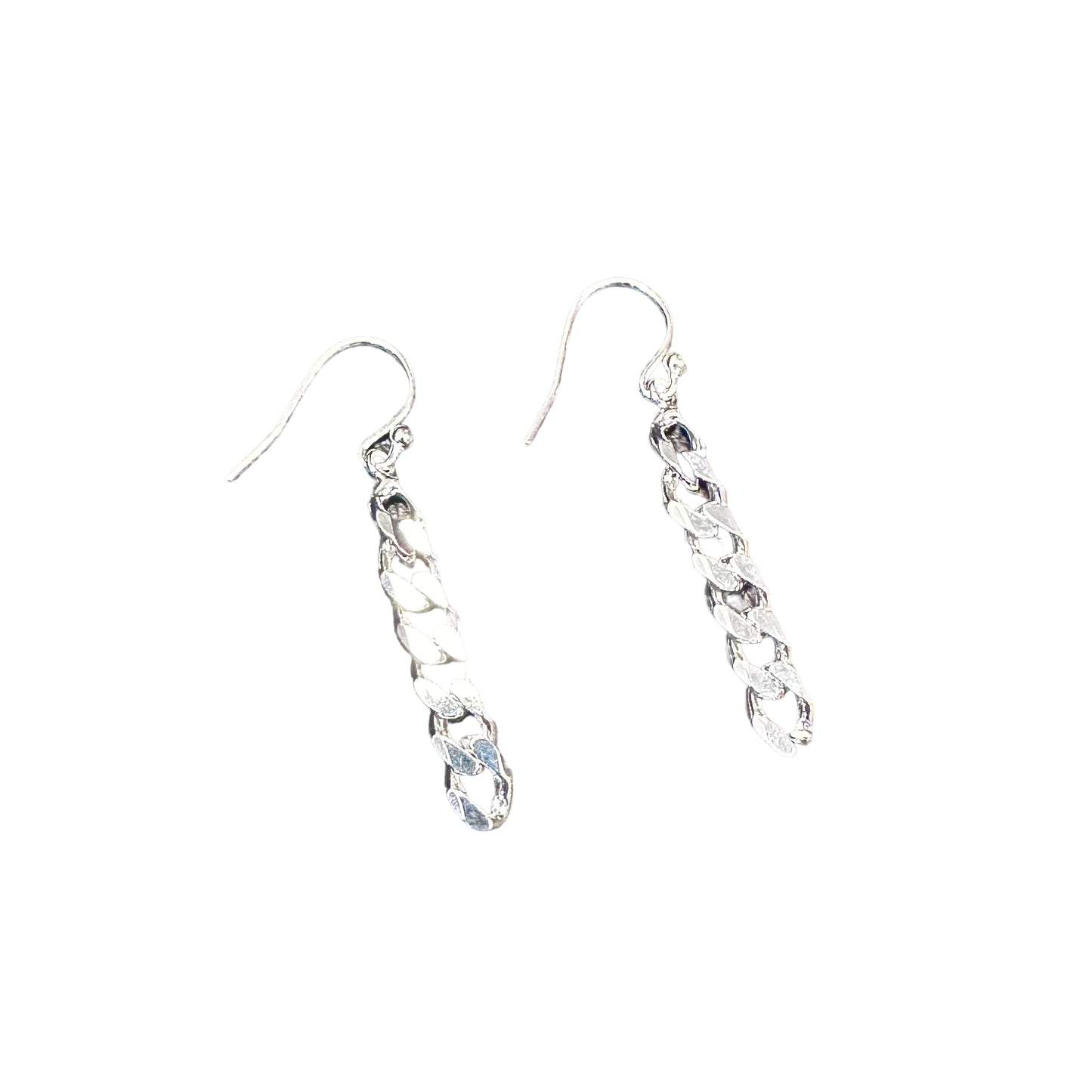 Curb Chain Dangle Earrings Sterling Silver