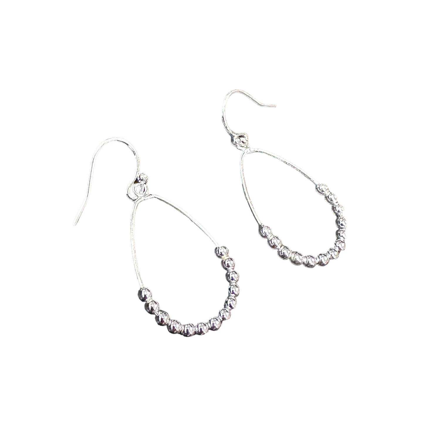 Beaded Wire Dangle Earrings Sterling Silver