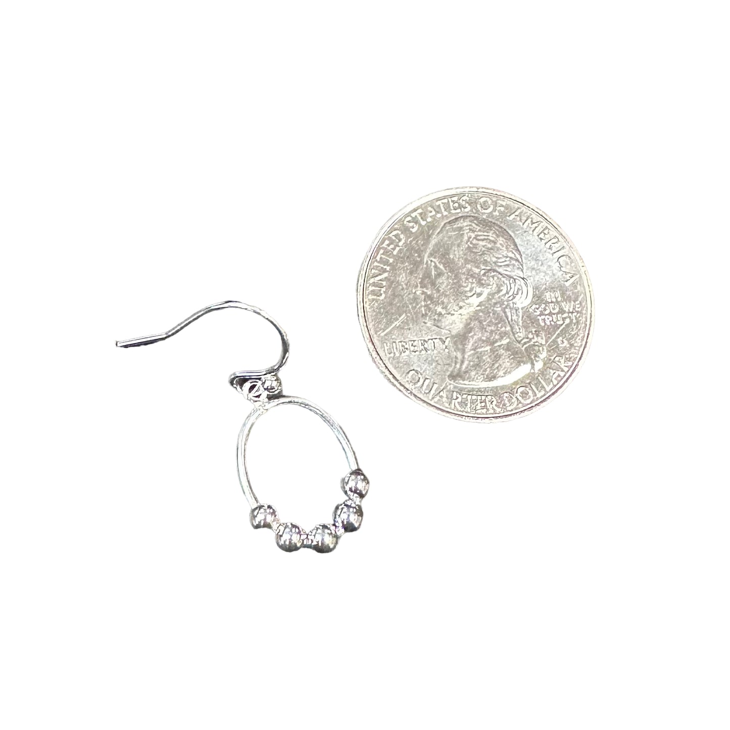 Beaded Wire Dangle Earrings Sterling Silver