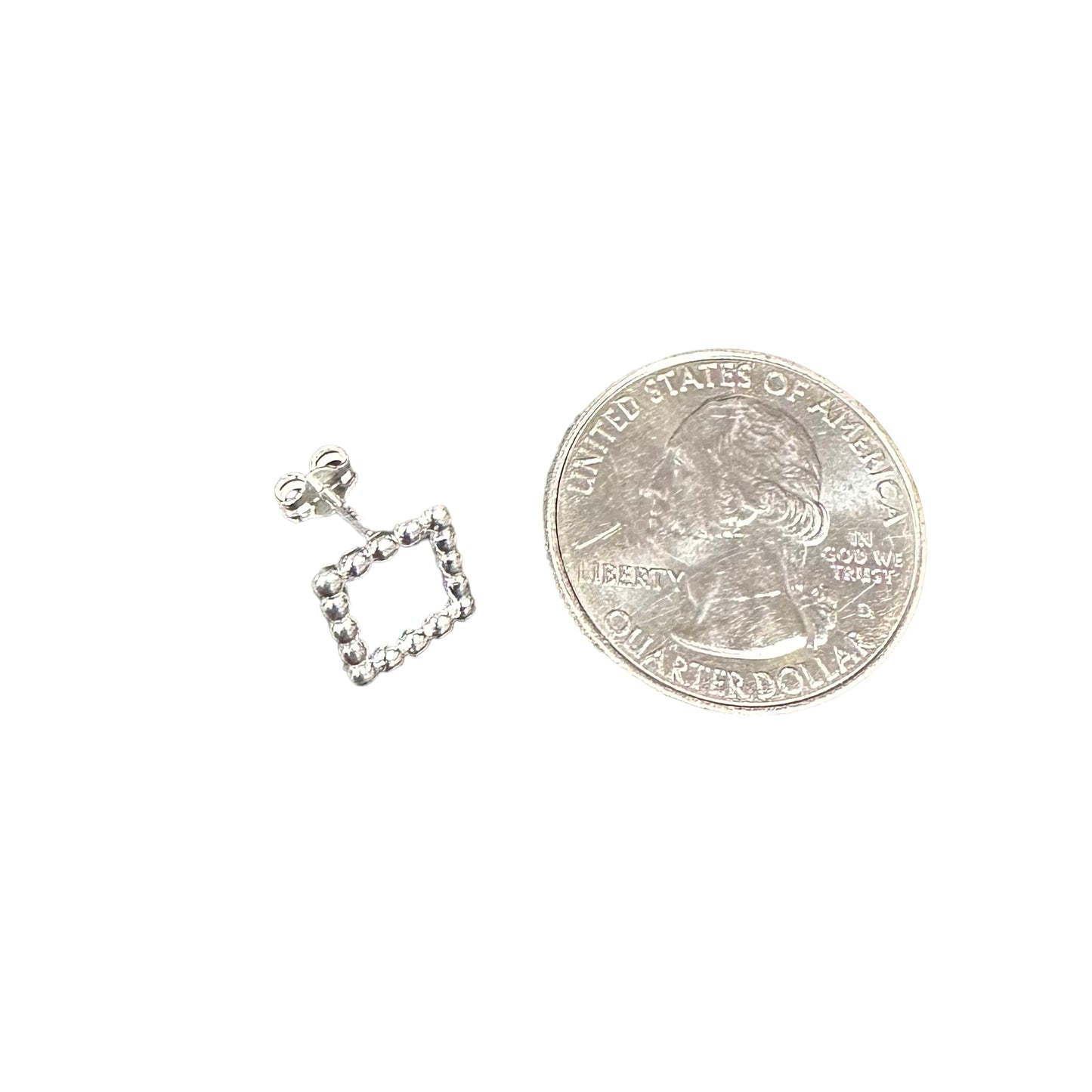 Beaded Square Post Earrings Sterling Silver