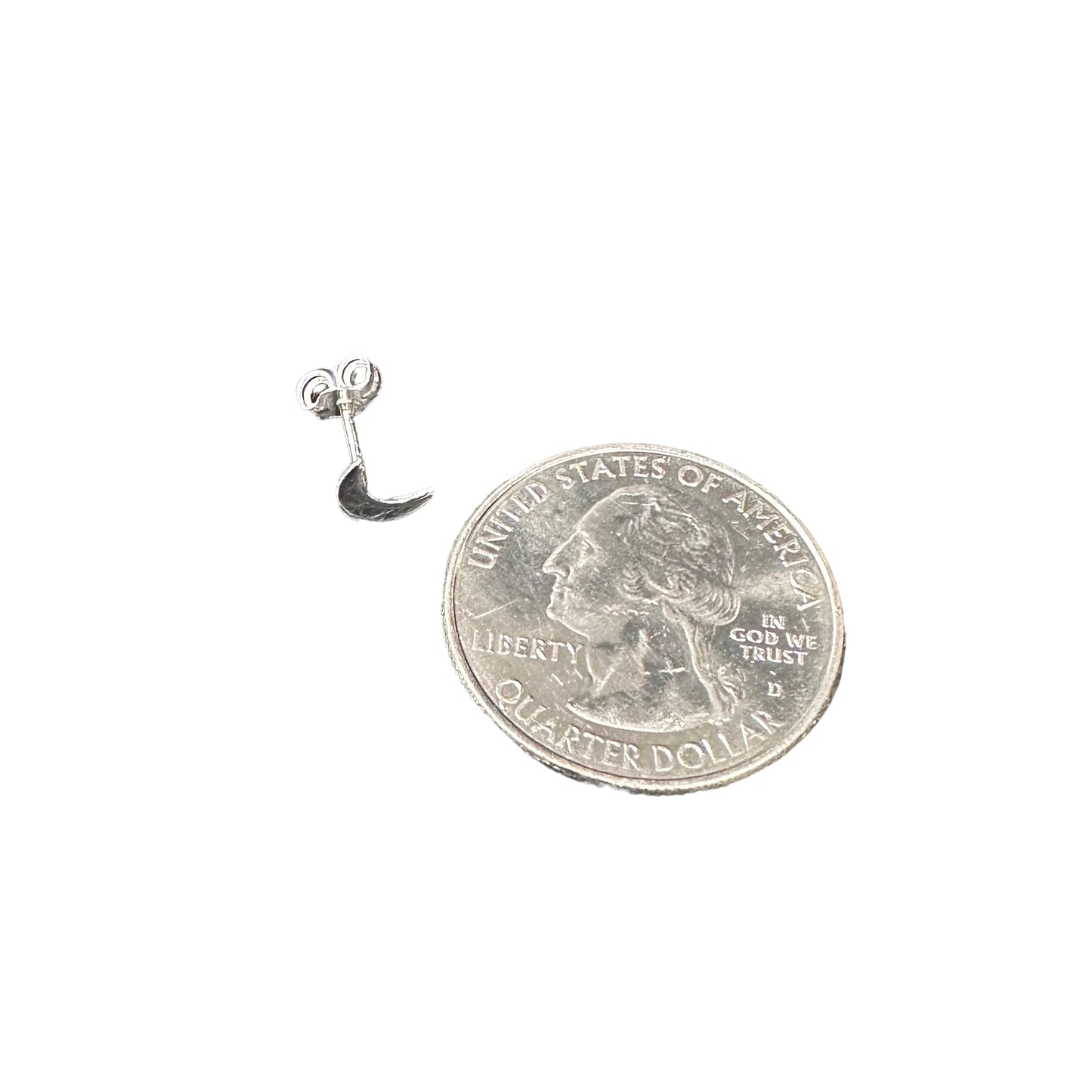 Crescent Moon Stud Earrings Sterling Silver