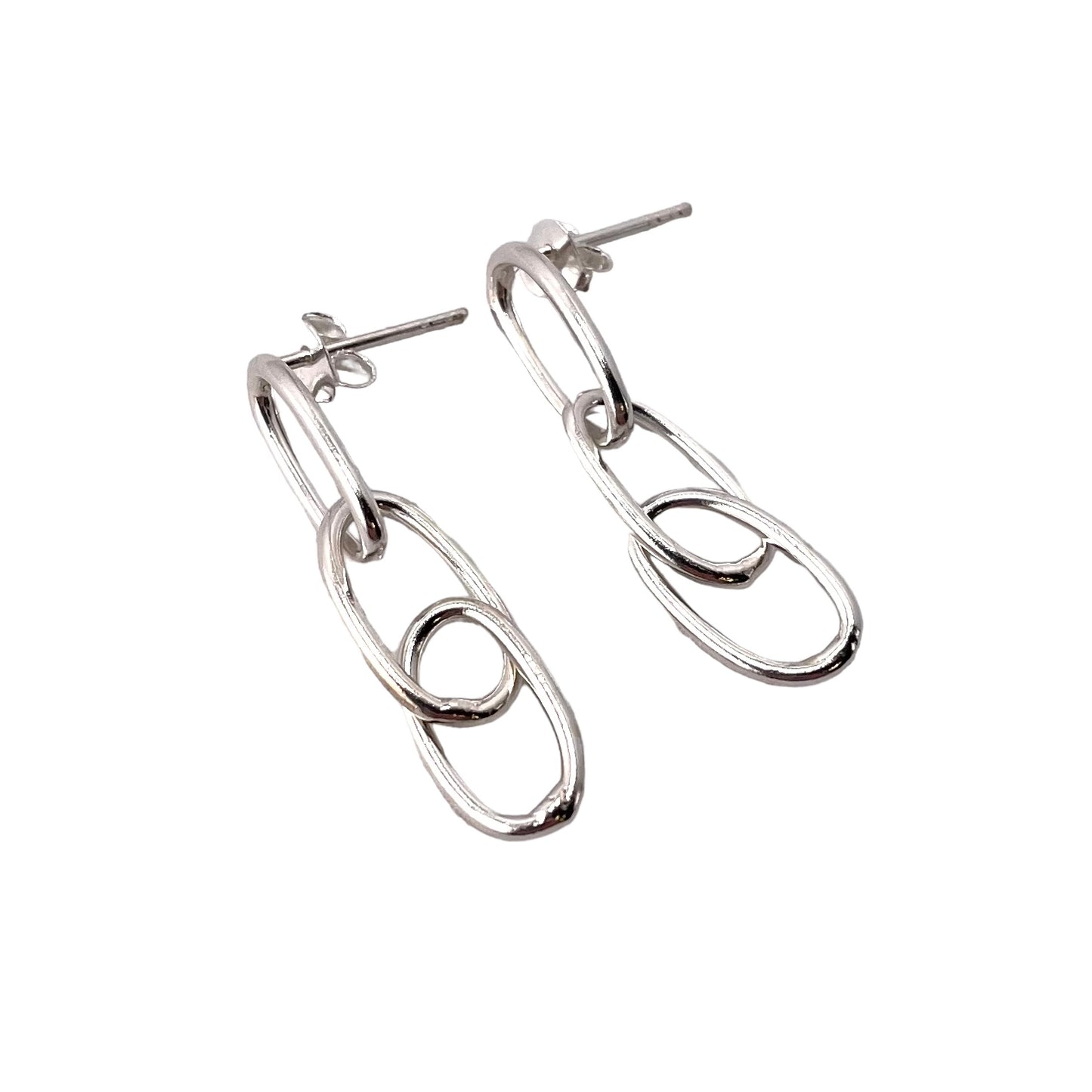 Oval Link Post Earrings Sterling Silver
