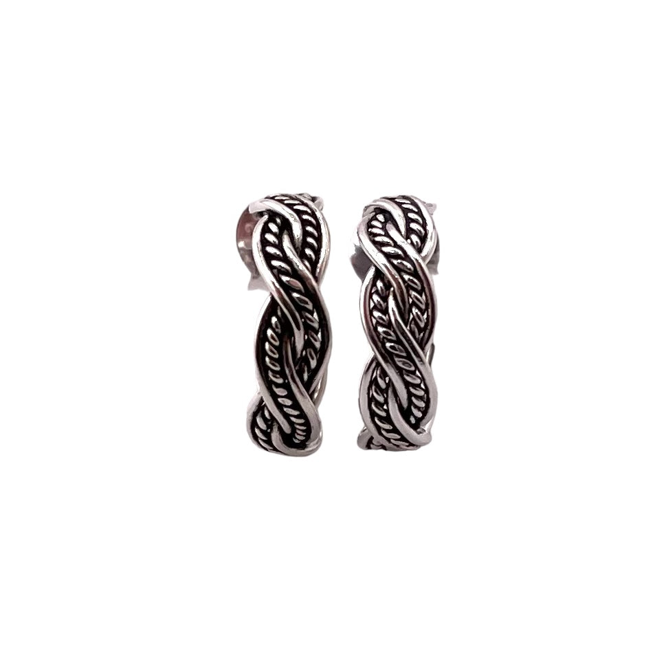 Weave Rope Post Earrings Sterling Silver