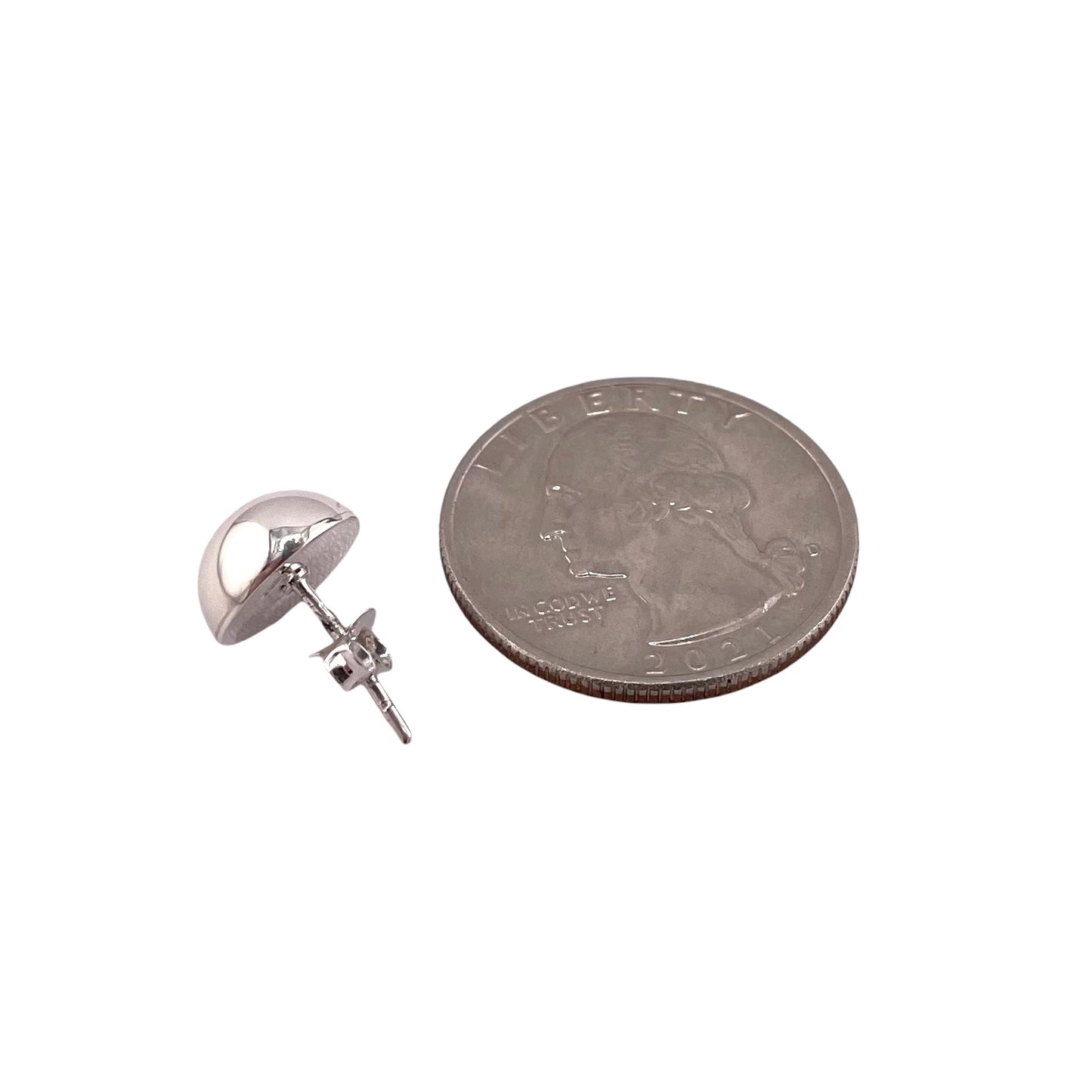 Half Bead 10mm Post Earrings Sterling Silver