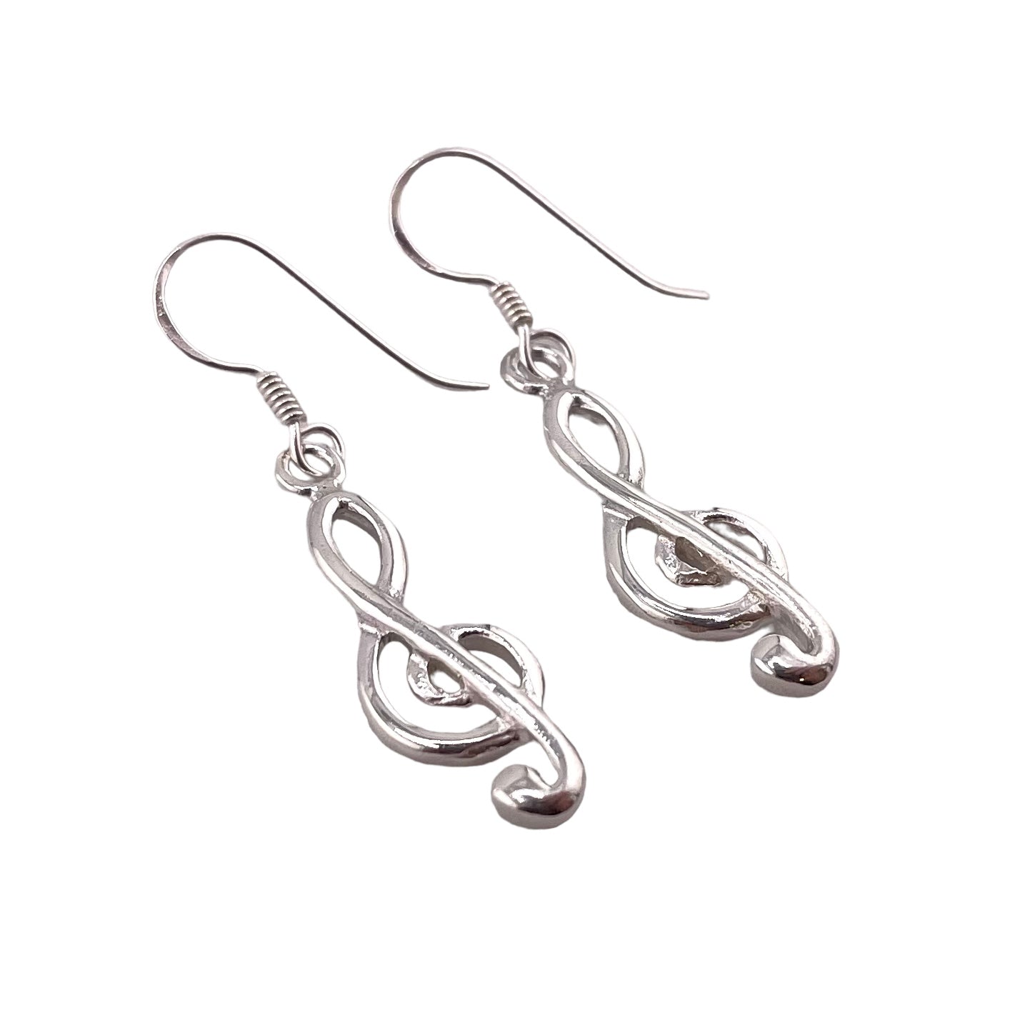 Music Note Dangle Earrings Sterling Silver