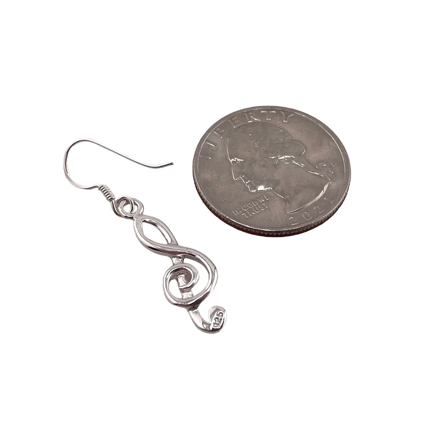 Music Note Dangle Earrings Sterling Silver