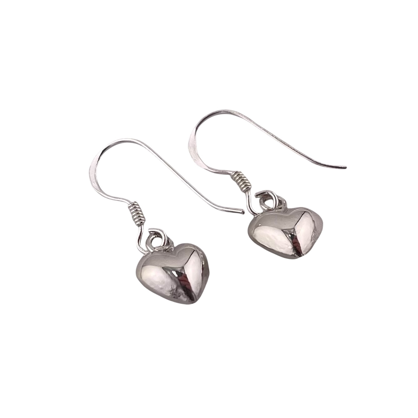 Heart Dangle Earrings Sterling Silver