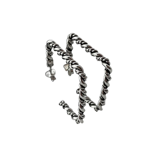 Rope Plain Twist Earrings Sterling Silver