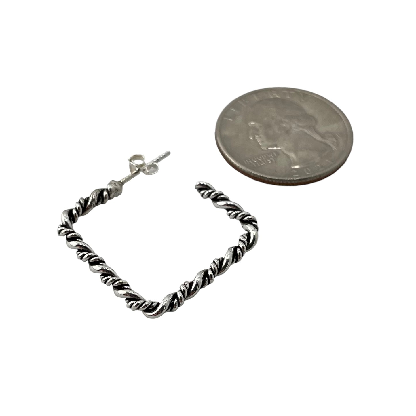 Rope Plain Twist Earrings Sterling Silver