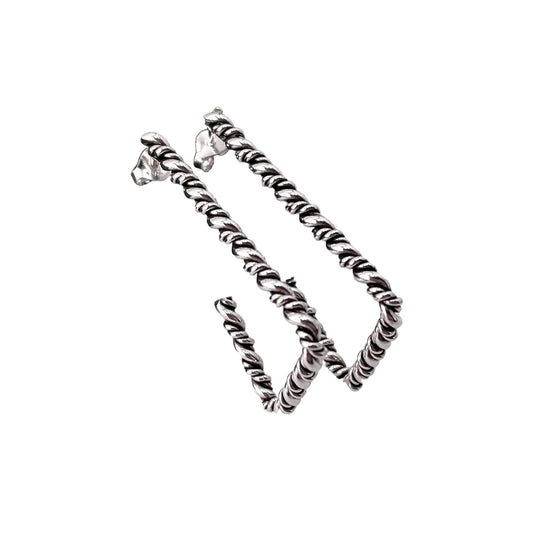 Rope Hook Twist Earrings Sterling Silver