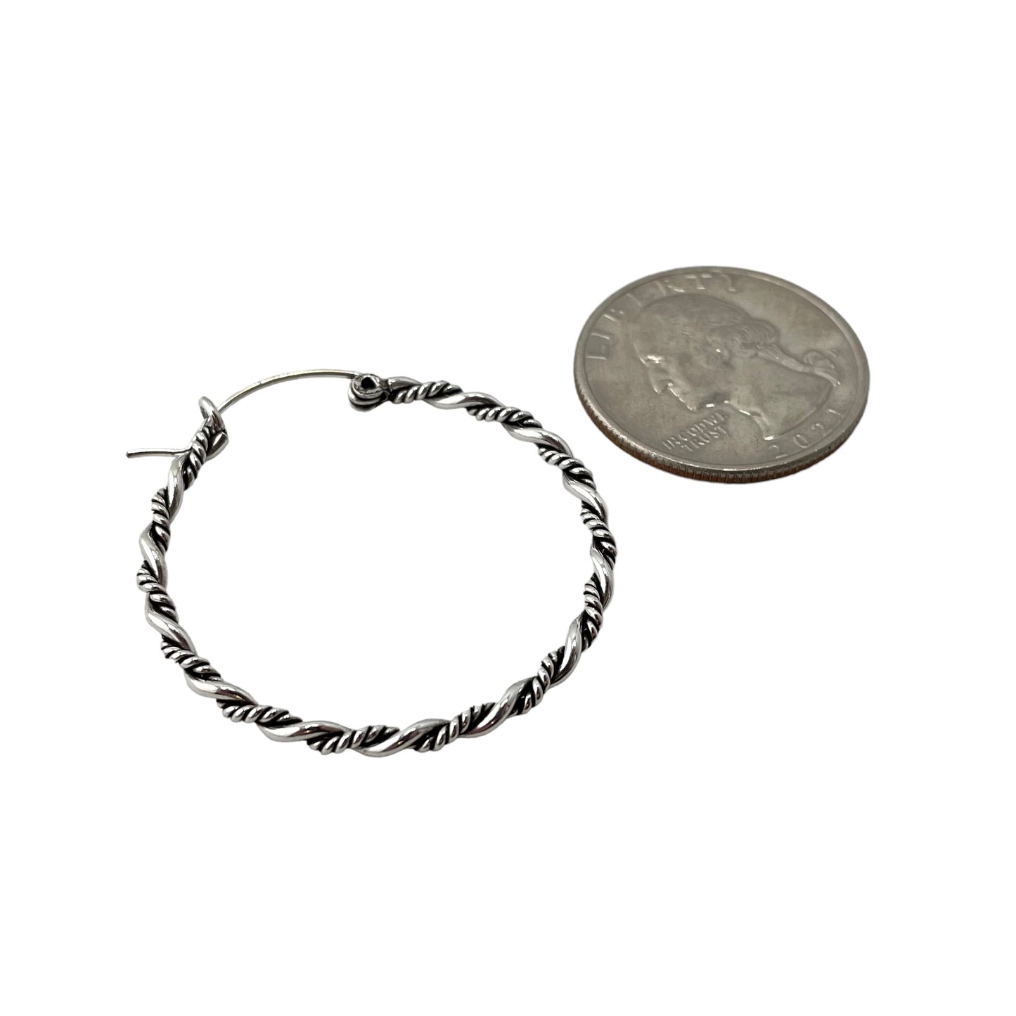 Rope Twist 35mm Hinged Hoop Earrings Sterling Silver