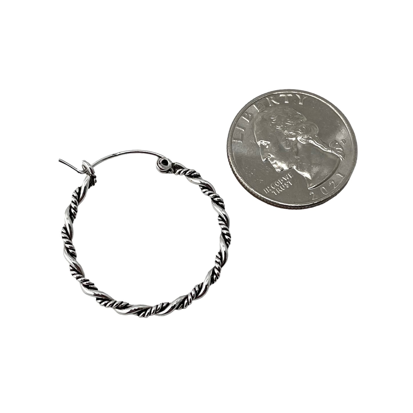 Rope Twist 30mm Hinged Hoop Earrings Sterling Silver