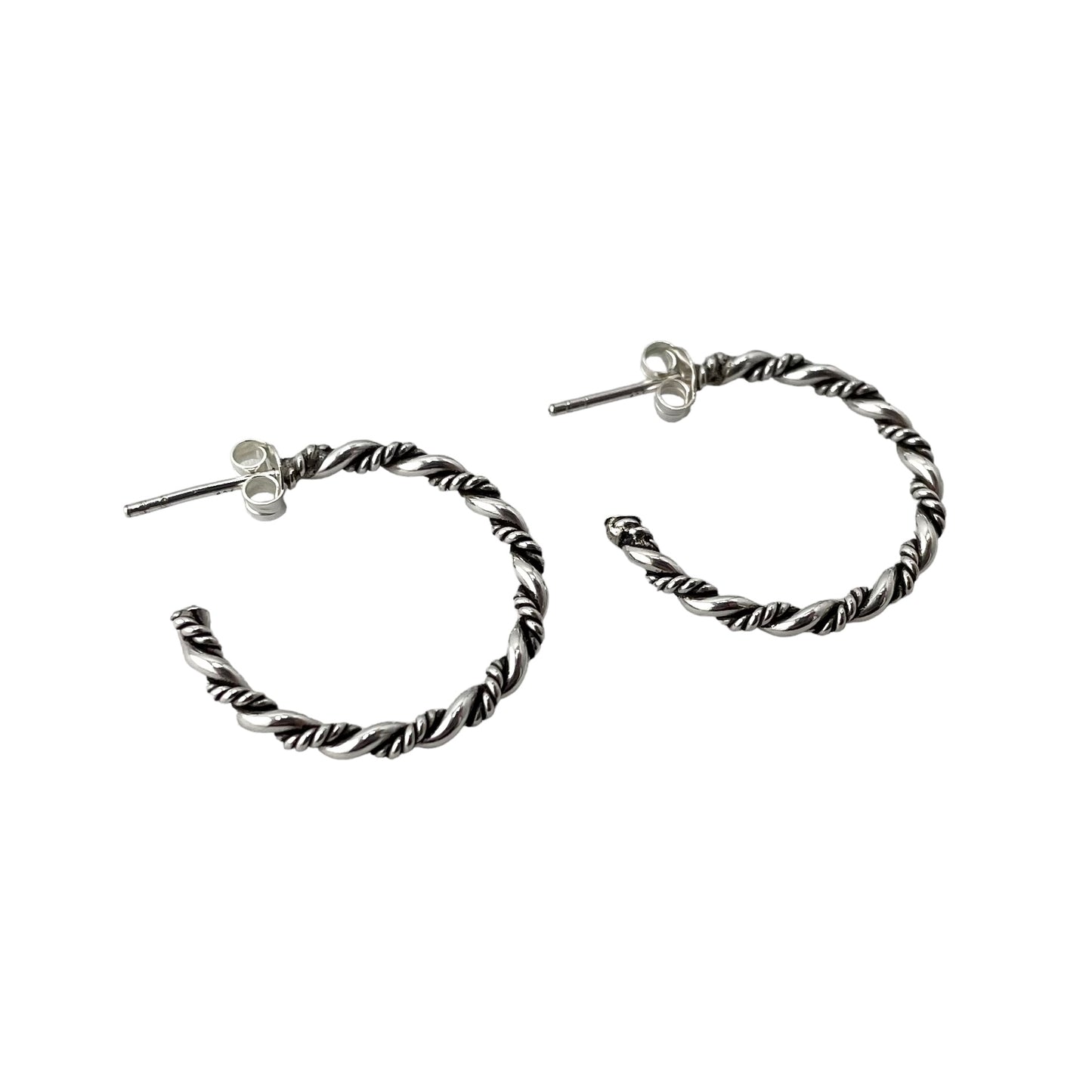 Rope Twist 25mm Open Hoop Earrings Sterling Silver