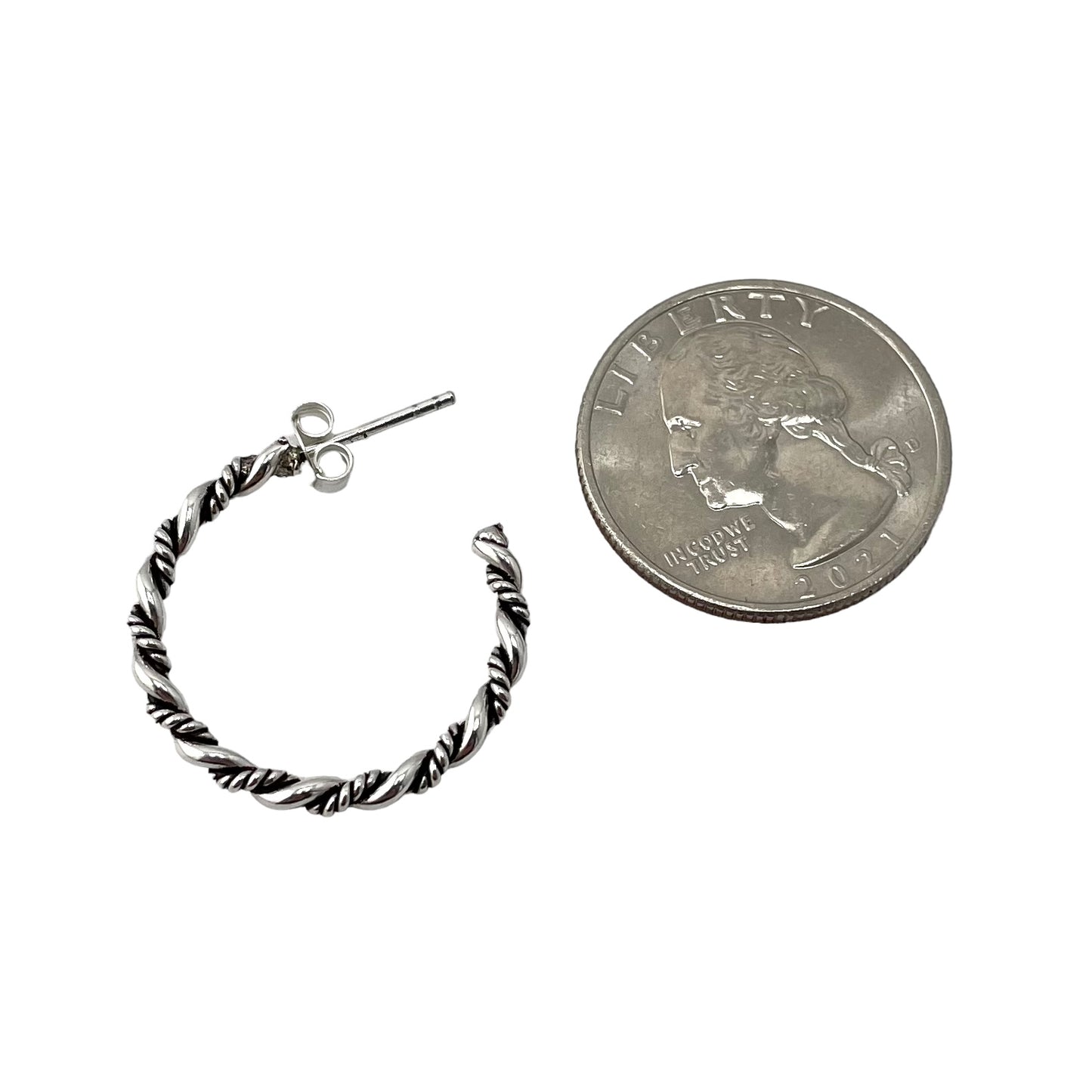 Rope Twist 25mm Open Hoop Earrings Sterling Silver
