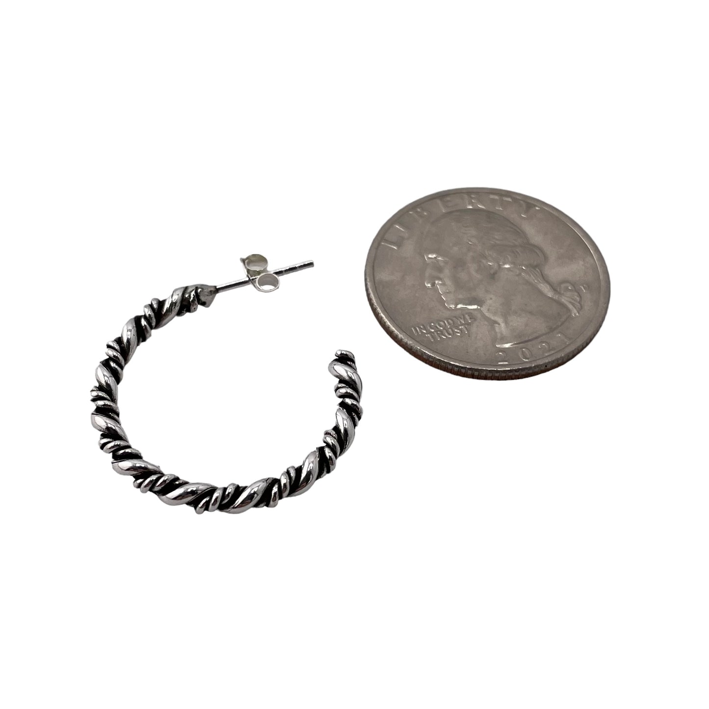 Rope Twist 25mm Open Hoop Earrings Sterling Silver
