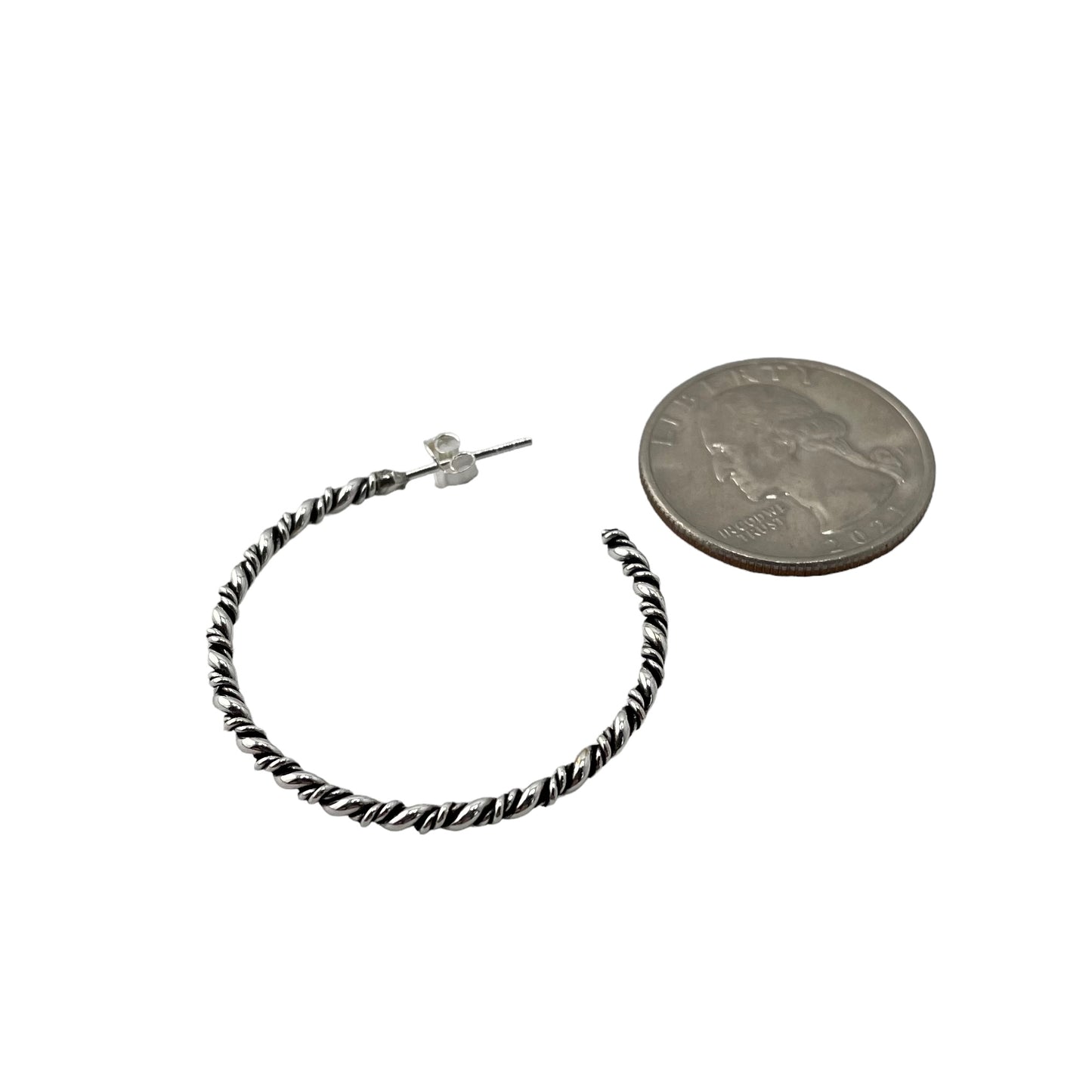 Rope Twist 35mm Open Hoop Earrings Sterling Silver