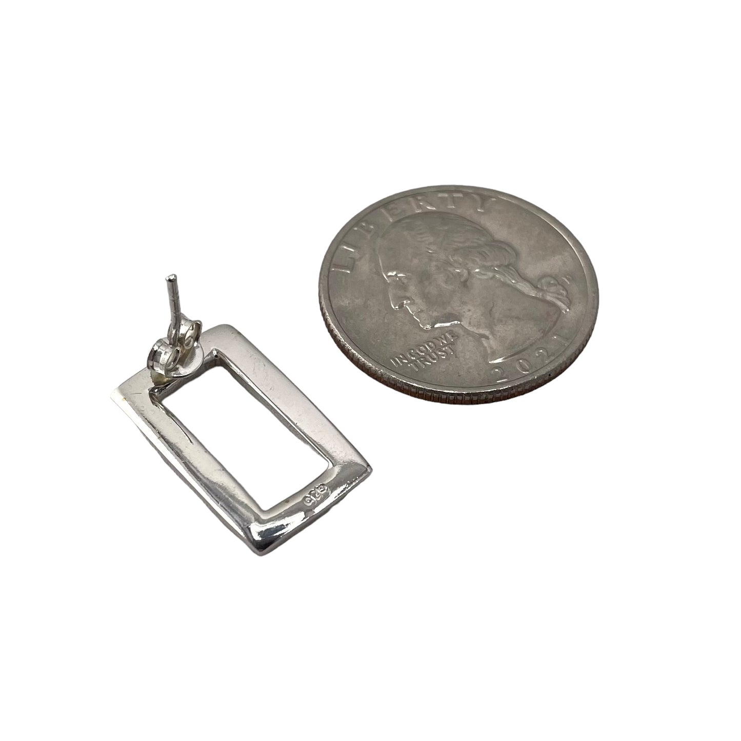 Rectangle Post Earrings Sterling Silver